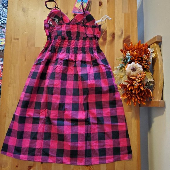 She's Cool - Buffalo Check Bra Cup Mini Dress - Fuchsia - Picture 2 of 5